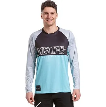 cyklistický dres Meatfly pánský bike dres Liam Mint/Light Grey | Modrá | Velikost XXL