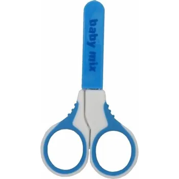 Nůžky dětské kulaté - S OCHRANNÝM KRYTEM bílo-modré - BabyMix