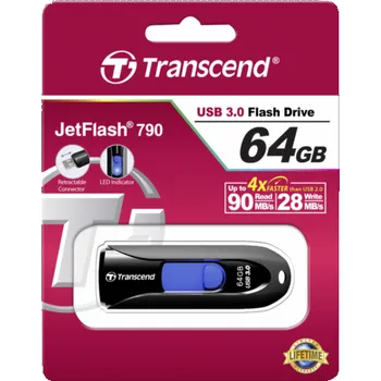 USB flash disk Transcend JetFlash 790 64GB USB 3.1 Gen 1, cerny TS64GJF790K