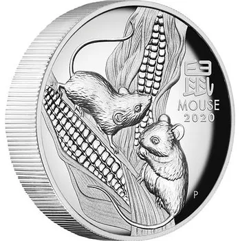 Lunární série III. - stříbrná mince Year of the Mouse (Rok krysy) 1 Oz 2020 High Relief PROOF