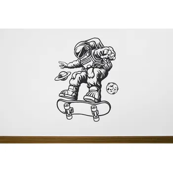 Samolepící dekorace Lepy.cz Samolepka na zeď Astrounaut - Skate Velikost (šířka x výška): 50x66cm, Barevná varianta: Světle růžová