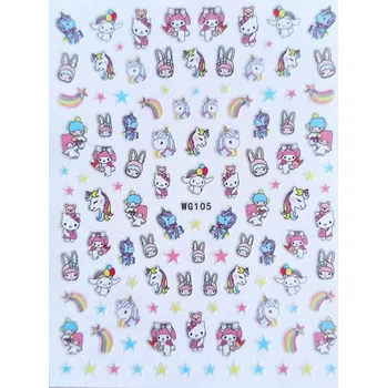 NehtyShop Samolepky na nehty Hello Kitty a jednorožec