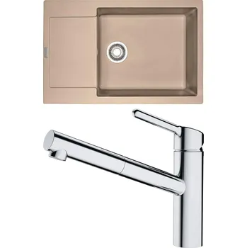 Granitový dřez Set Franke G194 (dřez MRG 611-78 BB Pískový melír + baterie FC 3055.031 ORBIT Chrom) 114.0650.625