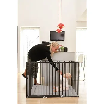 Dětská zábrana Baby Dan Babydan dětská ohrádka Supreme OLAF Rectangle černá s matrací" "Barva:černé|Materiál:kovové|Určení zábrany:bytové|