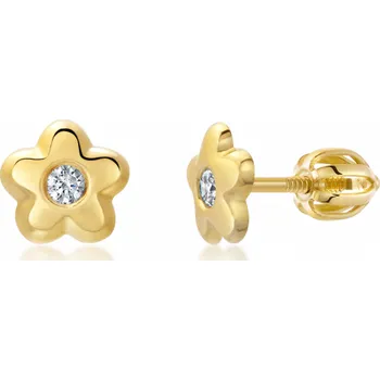 Náušnice SOFIA zlaté náušnice květiny se zirkony AUBFIH24J0P-ZYSC