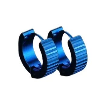 Náušnice Ocelové náušnice ozubené kolo Modré