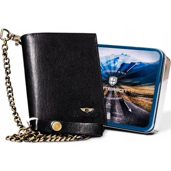 Peněženka Pánská horizontální peněženka z pravé kůže s řetízkem Barva: 3