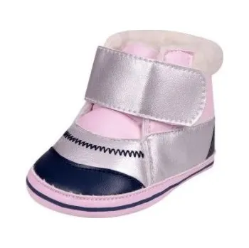 Capáčky Capáčky/Botičky nechodící s kožíškem - LADY růžovo-šedo-granátové - vel.0-6měs.