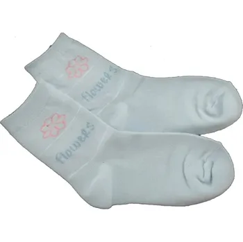 Ponožky dětské bavlna - FLOWERS světle modré - vel.17-18cm