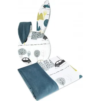 Baby Nellys 2-dílná sada do kočárku s oušky - Auta v aleji, Velvet, zelená