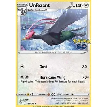 Karetní hra PGO 063/078 Unfezant - Pokémon GO Stav: Near Mint, Verze: REVERSE HOLO