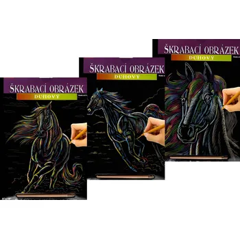 omalovánky SMT Creatoys Škrabací obrázek duhový A4 kůň 23x32cm 3 druhy