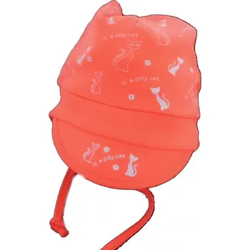 Kojenecké oblečení Čepice kojenecká bavlna - KOČKY červená - vel.62