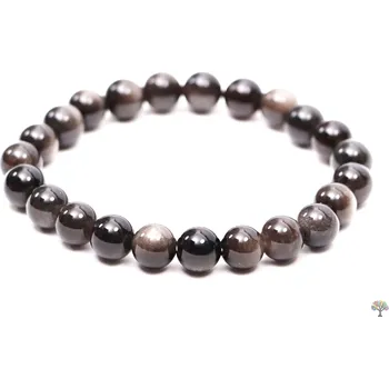Náramek Magieprirody.cz Náramek Obsidián stříbrný 8 mm kuličky #498 - z přírodních kamenů