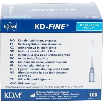 Injekční jehla Injekční jehla KD-FINE 23G 0,60 x 25 mm modrá, 100 ks