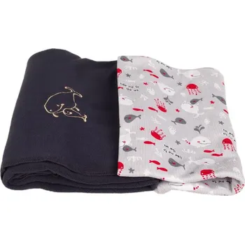 Dětská deka Kaarsgaren Sada dvou dek šedá rybičky