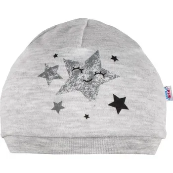 Kojenecká čepice Čepice kojenecká nasazovací bavlna - STARS šedá - vel.56-62
