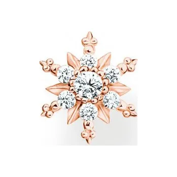 Náušnice THOMAS SABO kusová náušnice Snowflake with white stones rose gold H2260-416-14