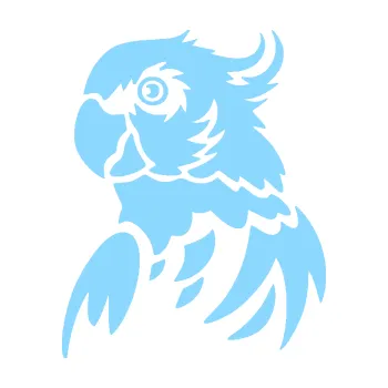 Samolepicí dekorace na vozidlo Papoušek 011 levá (03 - světle modrá) SAMOLEPKA NA AUTO, NÁLEPKA, FÓLIE, POLEP, TUNING, VLASTNÍ TEXT, TISK, AUTOSAMOLEPKY.cz, POLEPY, OBRÁZEK, LOGO, 3D STICKERS