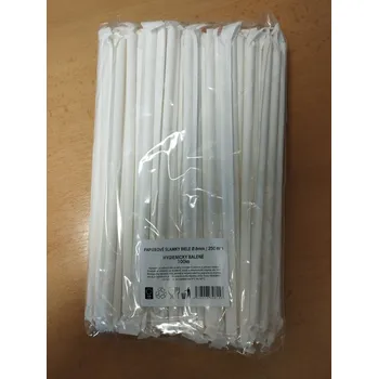 Brčka papírová bílá průměr 8 mm x 250 mm hygienicky balená v papíru 100 ks