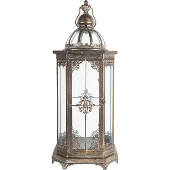 Svícen Měděná antik kovová lucerna Antoanette - 28*22*68/76 cm