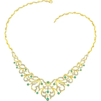 Náhrdelník Zlatý náhrdelník s brilianty a smaragdy - ryzost 585 - 220.192