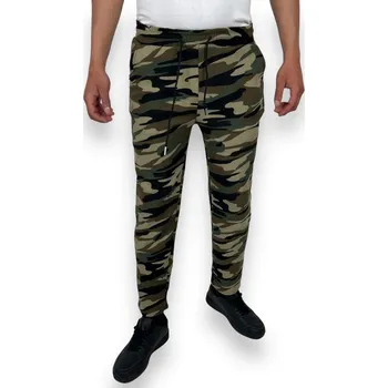 SL Pánské zateplené vojenské tepláky bez manžety Vojenská L