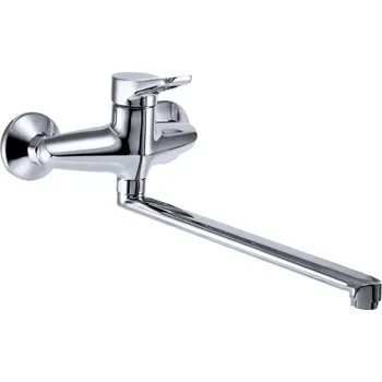 Vodovodní baterie Raf Lugano Dřezová nástěnná baterie, ploché ústí 300 mm, chrom, LU04B