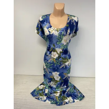 Dámské šaty Květované šaty, Barva Světle modrá, Velikost XL46, Materiál 96% Viskoza 4% Lycra