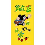 Dětská plážová osuška KRTEK A ŽABKY (Krteček), žlutá, froté, 70x150cm