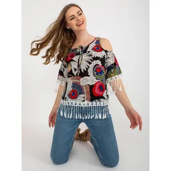 Dámská halenka Dámská halenka s potiskem a zavazováním za krkem HERA černá