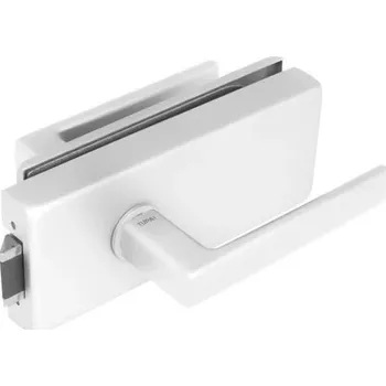 Nábytkové kování TI - ZÁMEK na sklo s klikou SONIA 4014 - bez otvoru kování na sklo bez otvoru přední WS - Bílá matná (152)