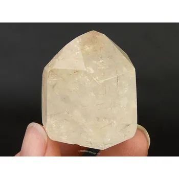 Přírodní kámen Křišťál se sagenitem broušená špice (42g)