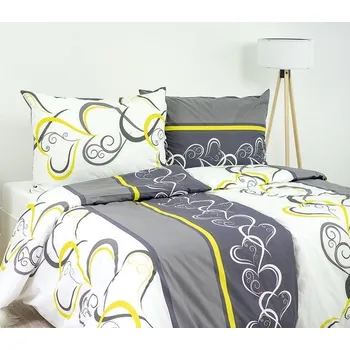 Povlečení Stanex povlečení bavlna Srdce šedo zelená (LS230) 140x200, 70x90 cm