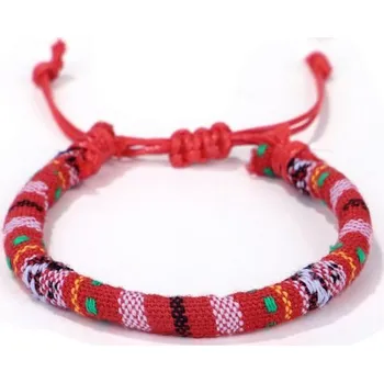 Náramek Bavlněný tibetský náramek pro štěstí a harmonii - červený