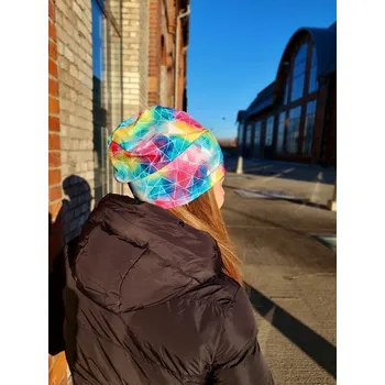 Homeless čepice - Barevné trojúhelníky (Funkční čepice ve stylu Homeless)