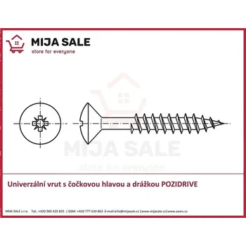Vrut P 4x 35 - ZINEK BÍLÝ -Univerzální vrut s čočkovou hlavou a drážkou POZIDRIVE