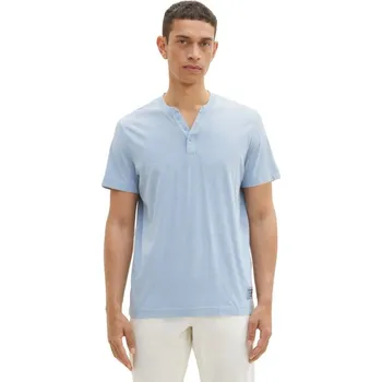 Pánská móda TOM TAILOR PÁNSKÉ HENLEY TRIKO OPRANÝ VZHLED -SOFT BLUE XXL