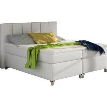 Postel Kontinentální postel Boxspring BRAZIL bílá ekokůže