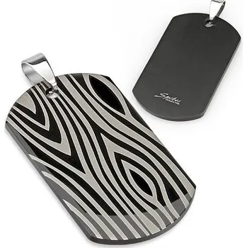 Přívěsek Černý ocelový přívěsek - destička zebrovaná