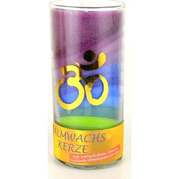 Svíčka Svíčka ve skle velká čakrová 14 cm - Óm