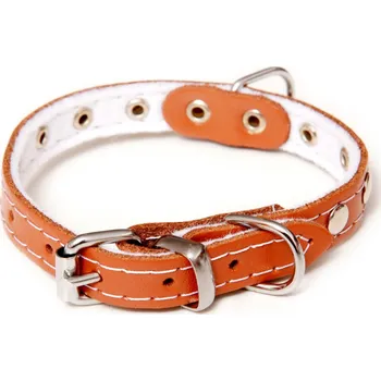 Obojek pro psa BAFPET Kožený obojek podšitý, zdobený nýty Barva: Přírodní, Rozměr: 12mm x 30cm /21-27/ 01110