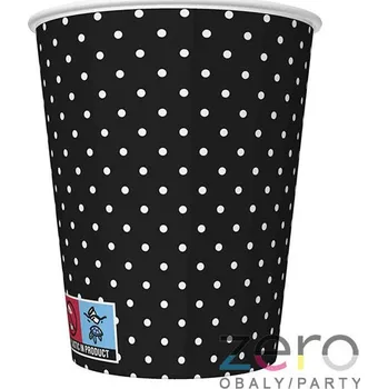Jednorázové nádobí Pohárek (kelímek) nápojový papírový 0,25 l (8 ks) - černé s mini puntíky