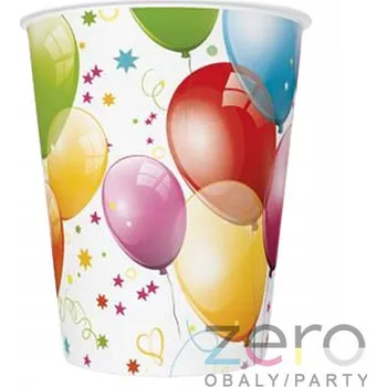 Jednorázové nádobí Pohárek (kelímek) nápojový papírový 0,25 l (8 ks) - balónky