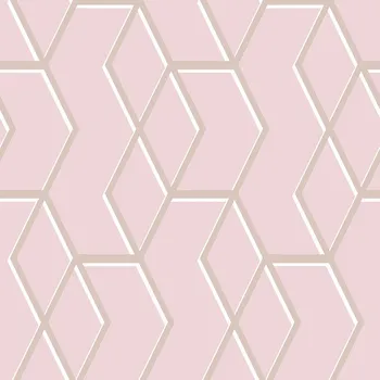 Tapeta Graham & Brown Premium Růžová vliesová tapeta, zlatý geometrický vzor 105910, Formation, Graham & Brown, velikost 0,52 x 10 m
