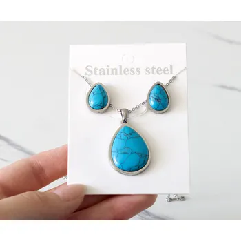 Souprava šperků B-TOP Souprava z nerezové oceli s modrým tyrkenitem