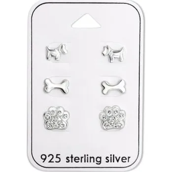 Náušnice For Silver SADA NÁUŠNIC PES - STŘÍBRO 925