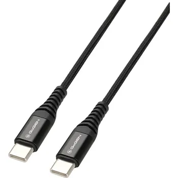 Kabel GoGEN USB-C / USB-C, 1m, opletený, 60W, černý