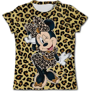 Dívčí tričko Barevná dívčí trika s krátkými rukávy - Minnie Mouse Varianta: Leopardí vzor, Velikost: 120 (6 let)