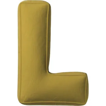 Polštář Yellow Tipi Olivově zelený sametový polštář písmeno L 40 cm